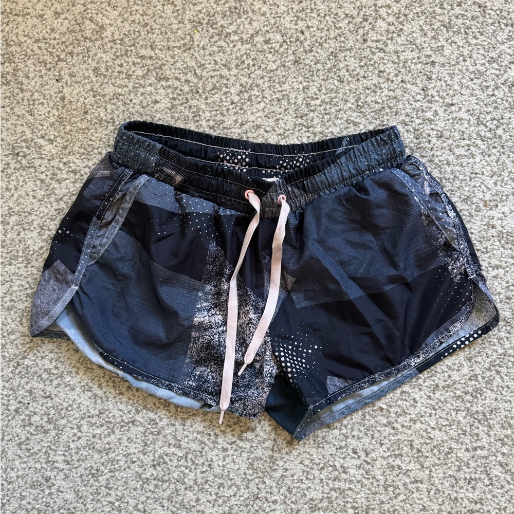 Blue Patterned Athletic Shorts